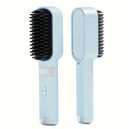 Escova de Cabelo Cerâmica Portátil Sem Fio Recarregável com Íons, Alisadora e Modeladora de Cabelo, Sem Danos, Adequada para Todos os Tipos de Cabelo